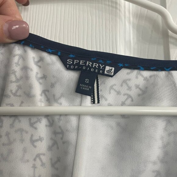 Sperry Top-Sider Anchor Print Nautical Coastal Blue White Dress | Small | EUC - Picture 3 of 7